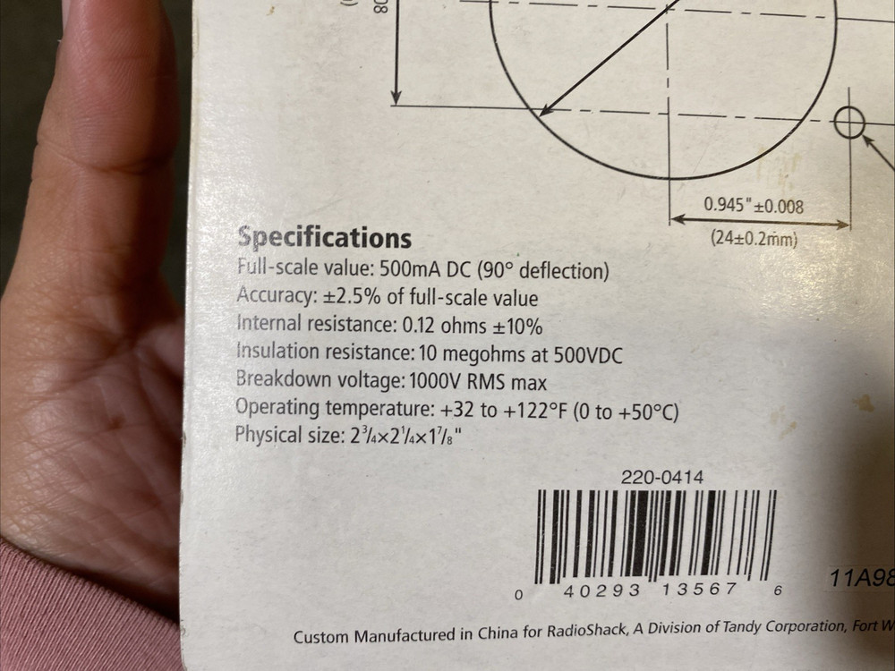 Radio Shack 500mA DC Meter Tester Panel-Mount