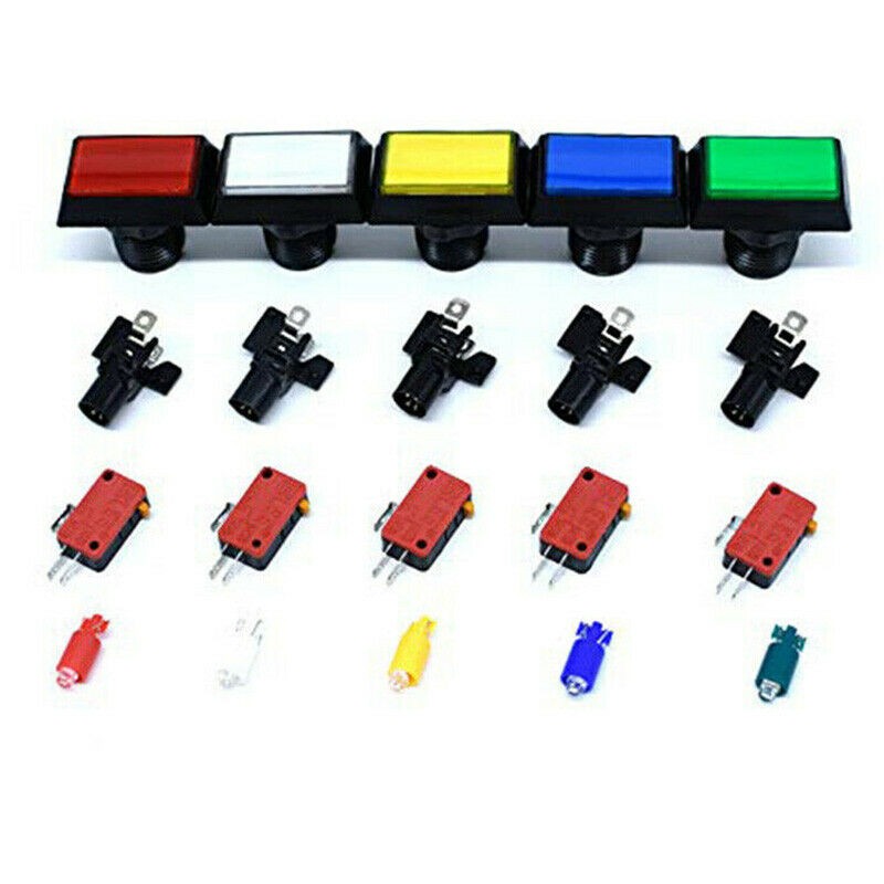 New Arcade Square Rectangle Push Buttons Illumilated LED w/ Microswitch 30*50mm