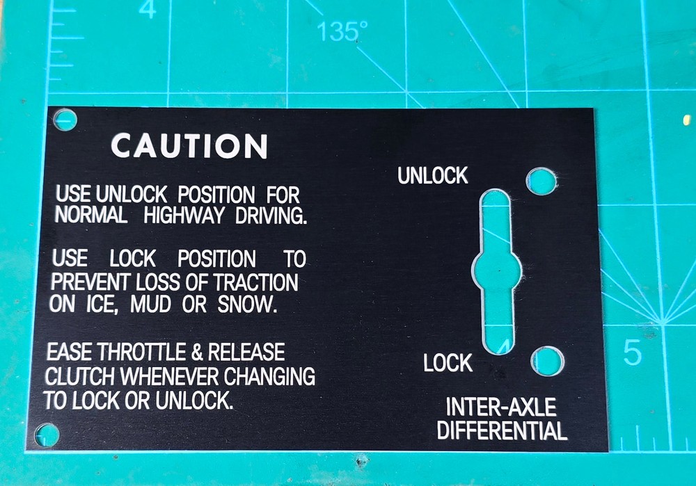 Kenworth Inter Axle Differential Lock Switch Plate