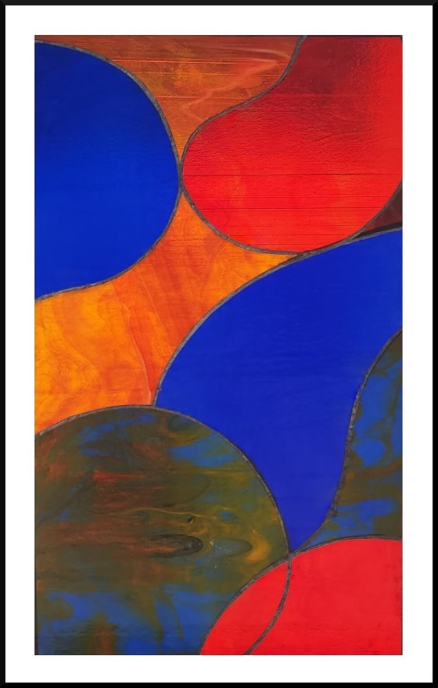 Stephen Powers STAINED GLASS Heavy pieces 30" X 47"