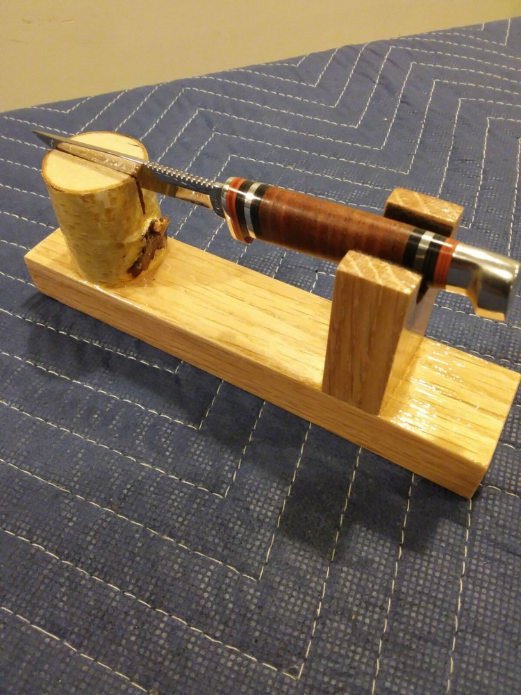 RED OAK & WHITE BIRCH KNIFE DISPLAY STAND