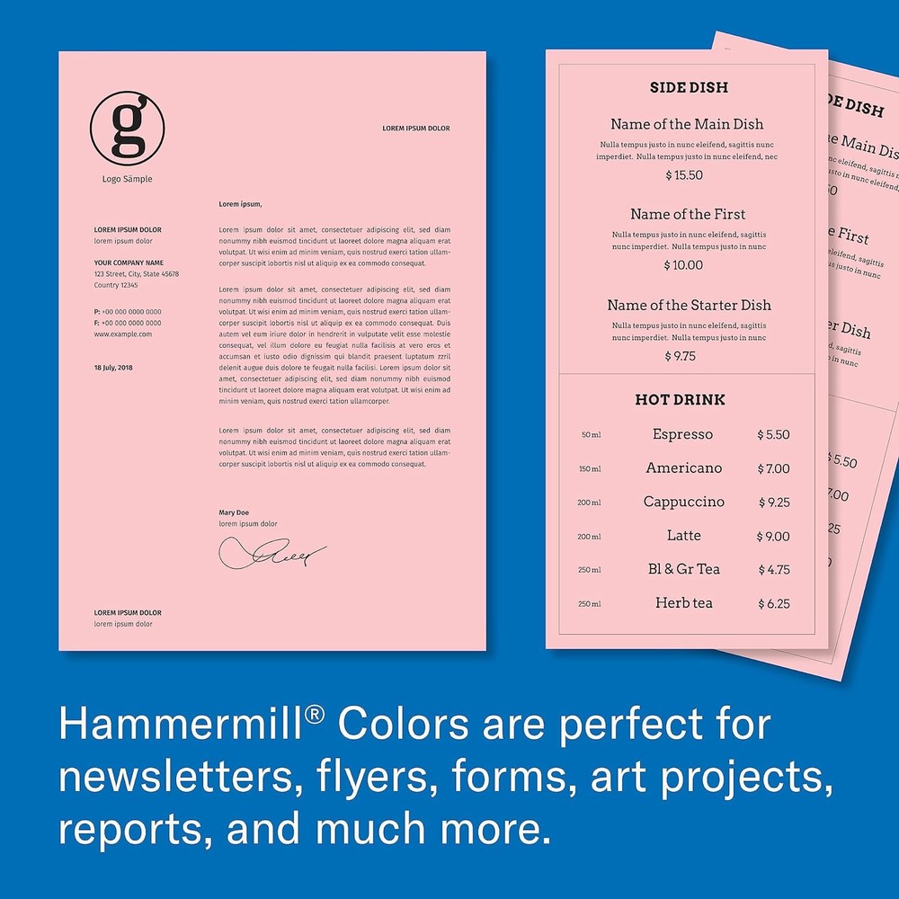 Hammermill Colored Paper, 20lb Pink Printer 1 Ream | 500 Sheets,