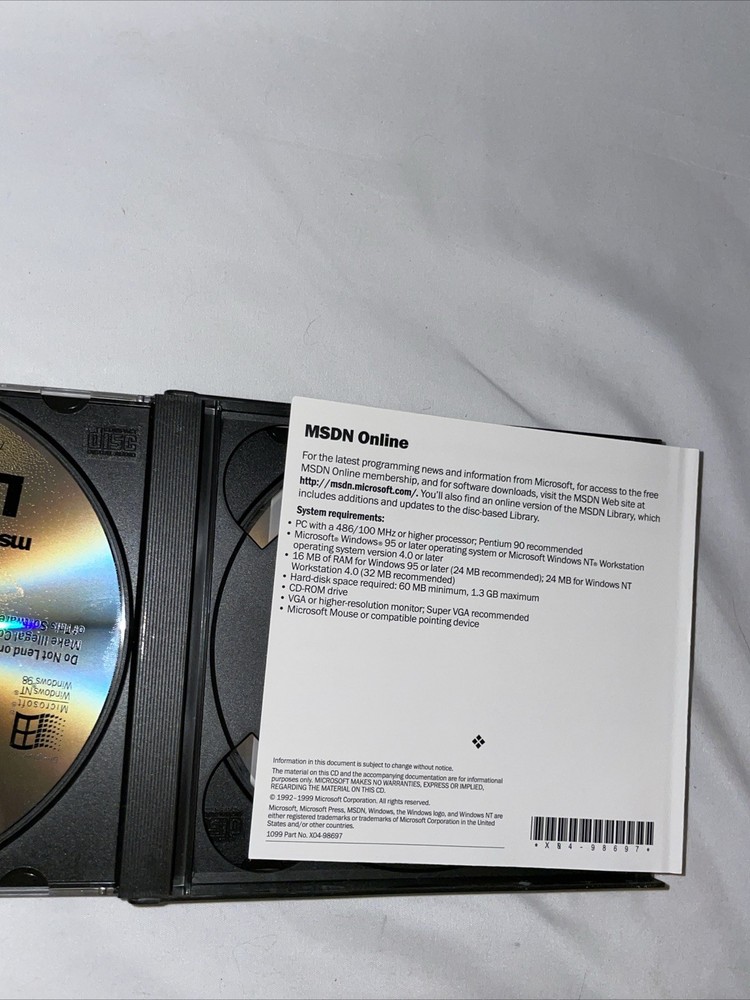 Microsoft msdn Library October 1999 ~ CD-ROM 3 Disc For Windows 98 NT