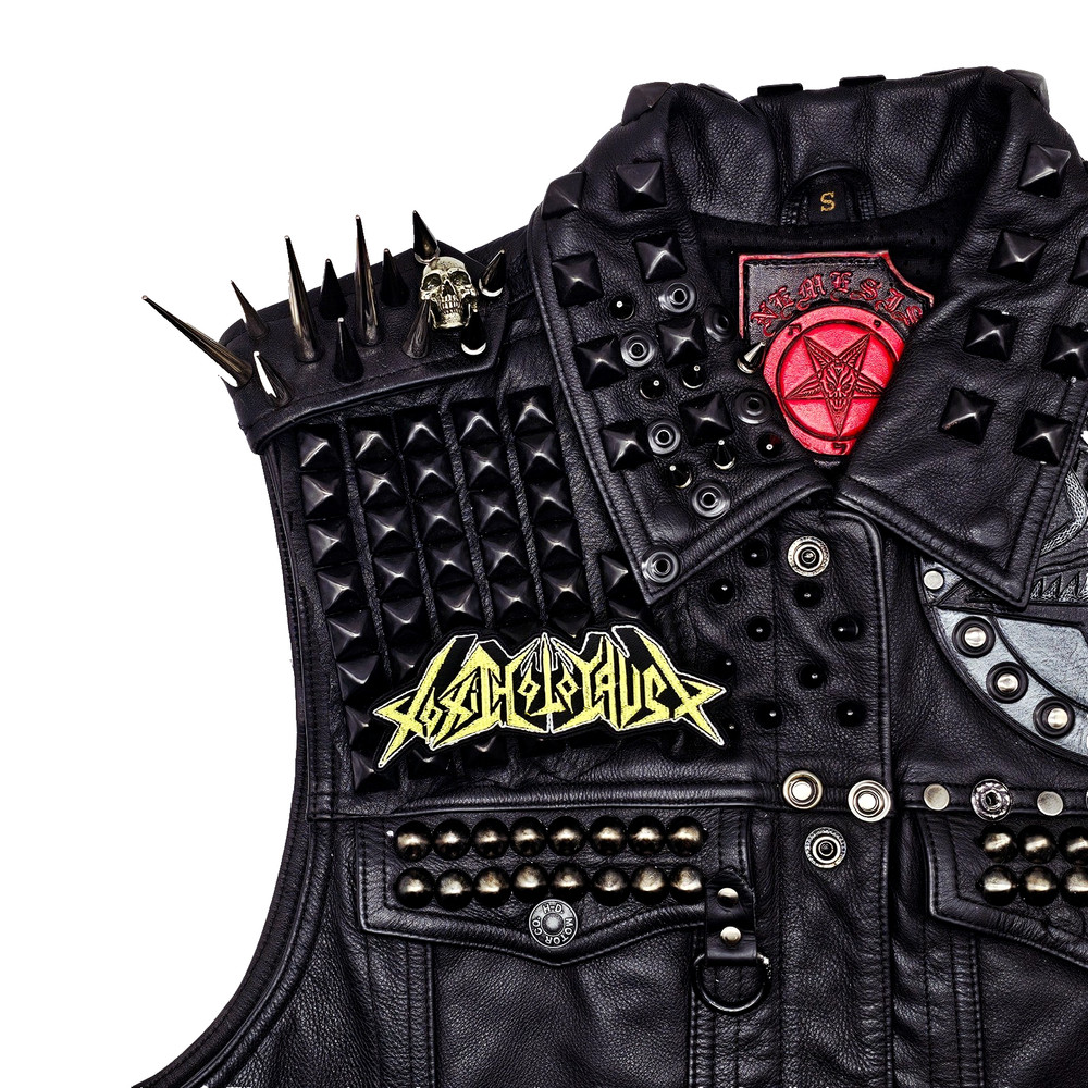 TOXIC HOLOCAUST YELLOW LOGO (shaped border) EMBROIDERED PATCH