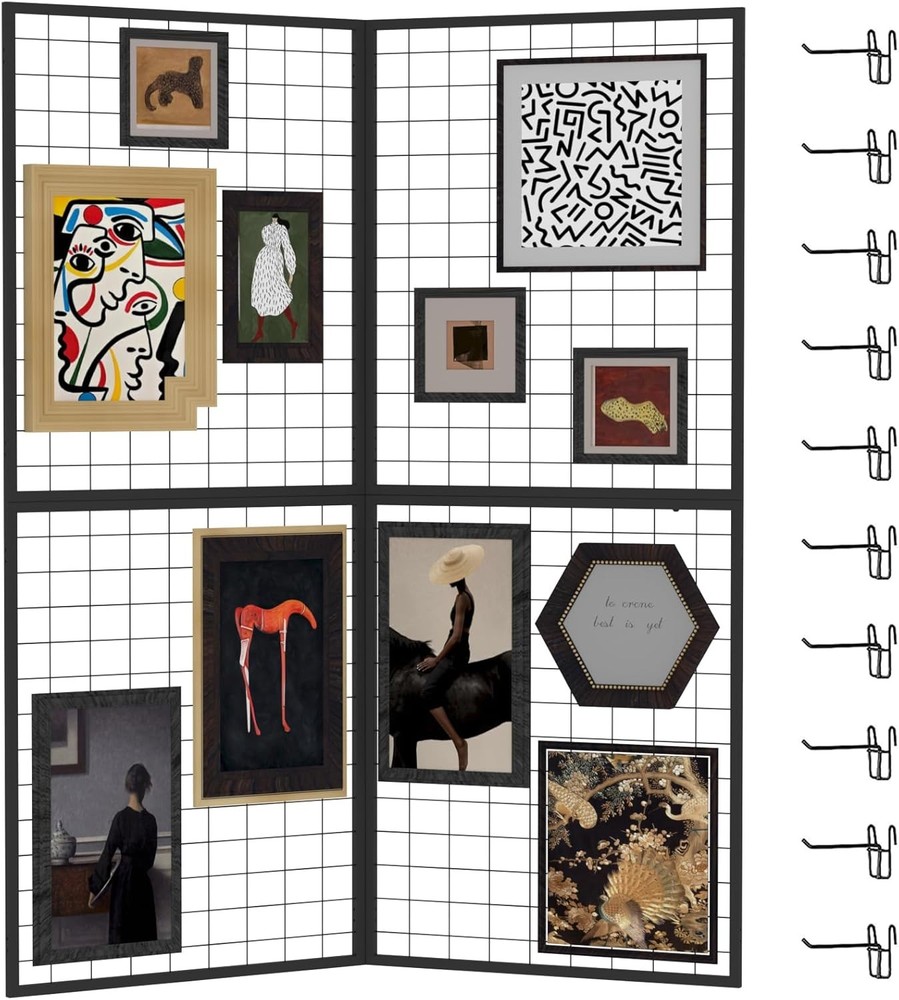 Foldable Grid Wall Panel 2PCS - Portable Heavy Duty Gridwall Display Rack with D