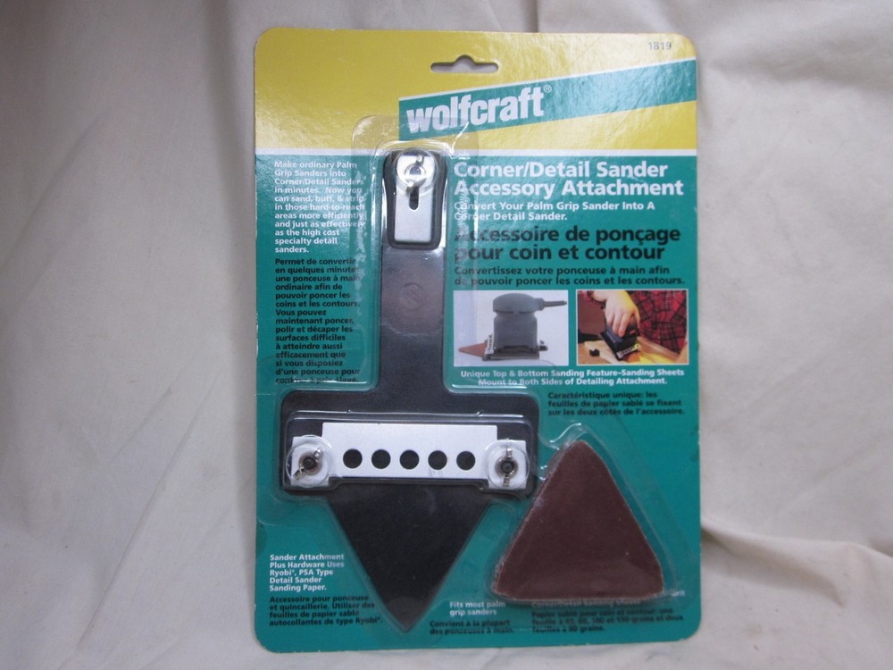 Wolfcraft 1819 Corner  Detail Sander Accessory Attachment Palm Sander conversion