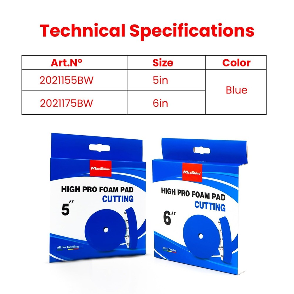Maxshine 5” Universal High Pro Cutting Foam Pad – Compatible with DA & 5"