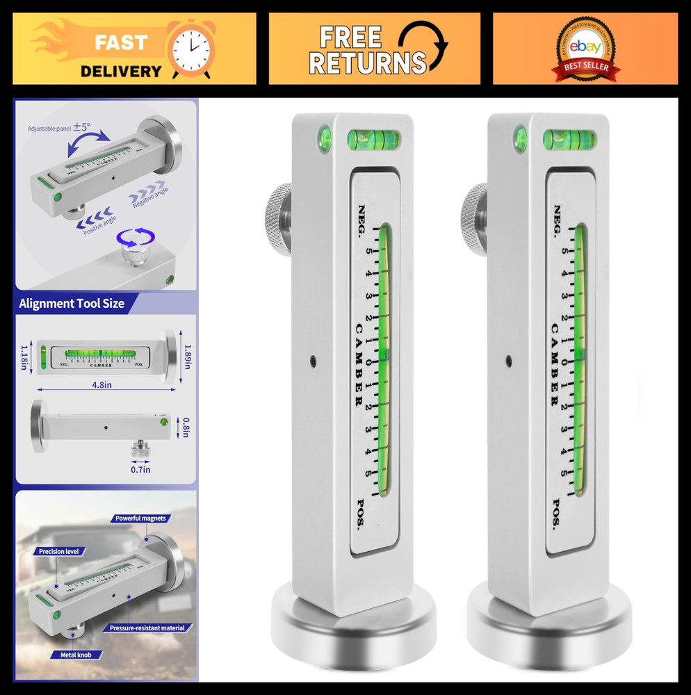 2 Pack Adjustable Magnetic Wheel Alignment Tools - Camber & Caster Gauge for Aut