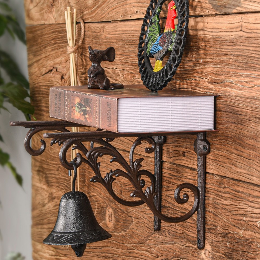 Sungmor Cast Iron Shelf Brackets Rustic Brown Corner Wall Board Support Brackets