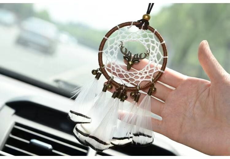 Dream Catcher Car Rearview Mirror Pendant Feather Decor Auto Ornament Hang Charm