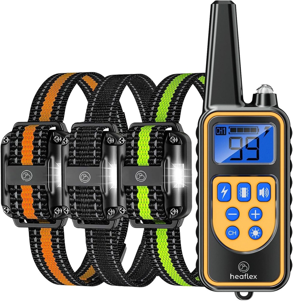 Multi-Dog Training System: 3 Rechargeable Shock Collars with Long Remote Range