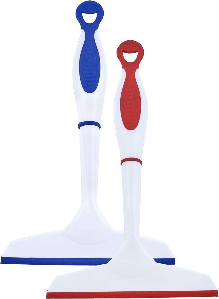 Superio 6" Window Rubber Squeegee with Hanging Loop, 2 Pack, Blue and Red
