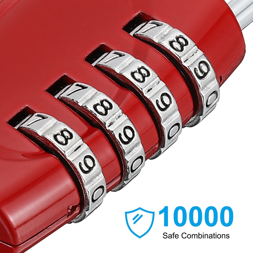 Combination Lock, 2Pcs 4 Digit Outdoor Padlock Waterproof Locker Lock, Red