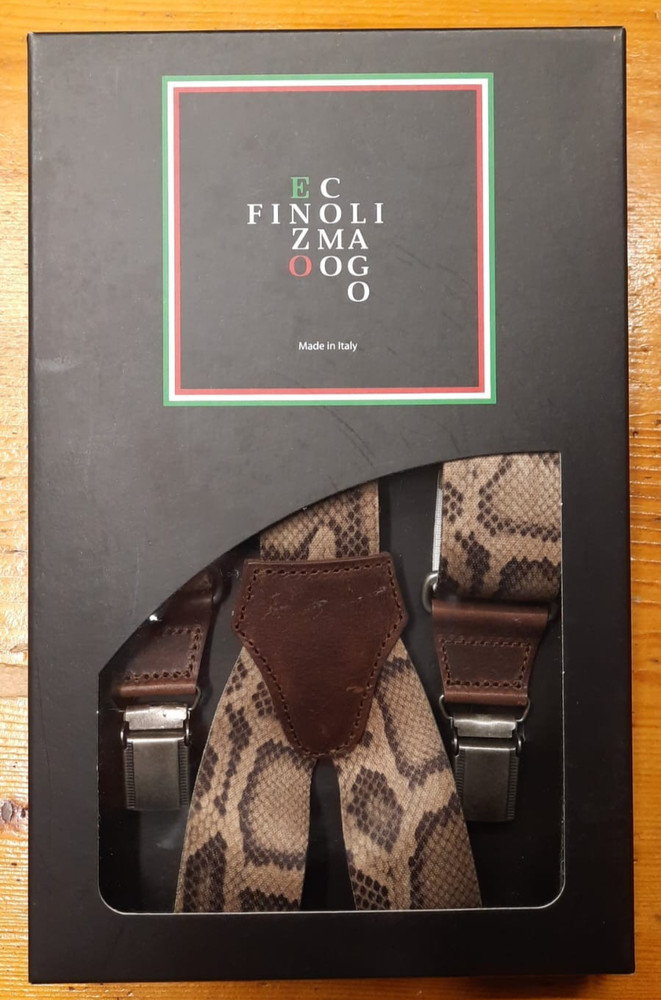 Beige/Brown Python Design Brace 36mm with Leather - 100% Made in Italy