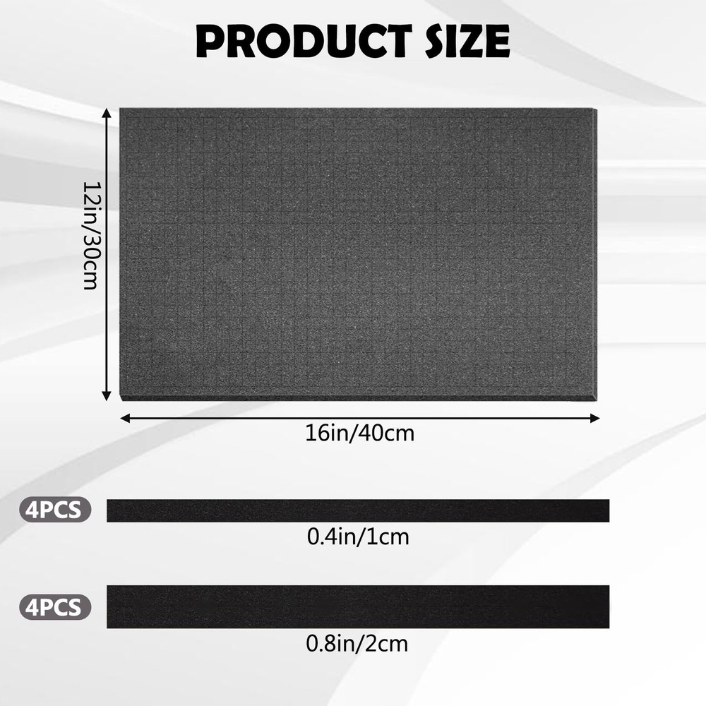 16" x 12" Pick and Pluck Foam Inserts for Tool Box – 8 Pack High-Density Poly...