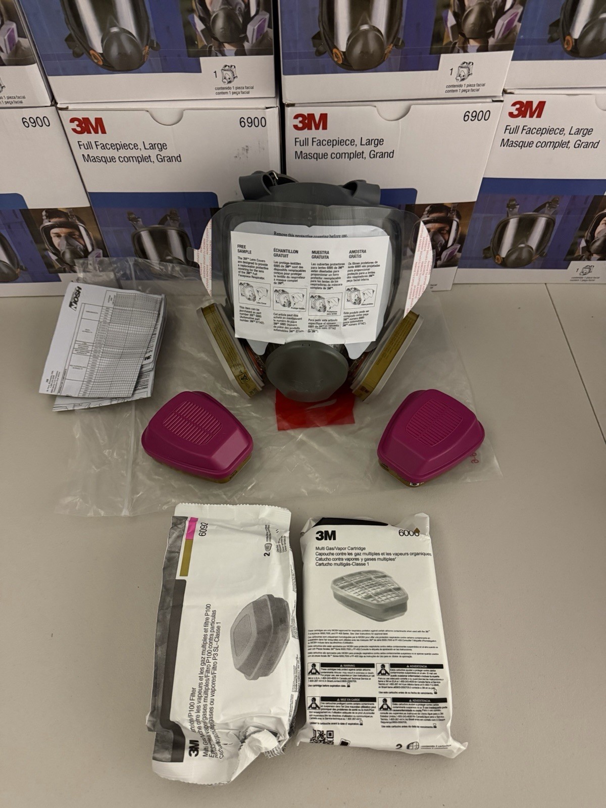 Bundle 3M 6900 LARGE FULL FACE RESPIRATOR MASK & 2 60926 GAS VAPOR+2 6006 Filter