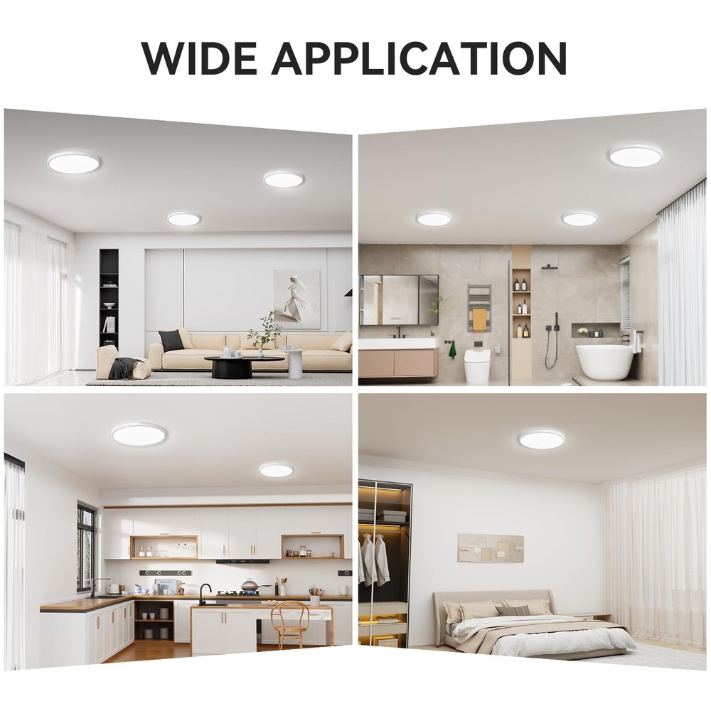3200lm LED Flush Mount Ceiling Light, Super Slim 12 inch LED Ceiling Light, 5...