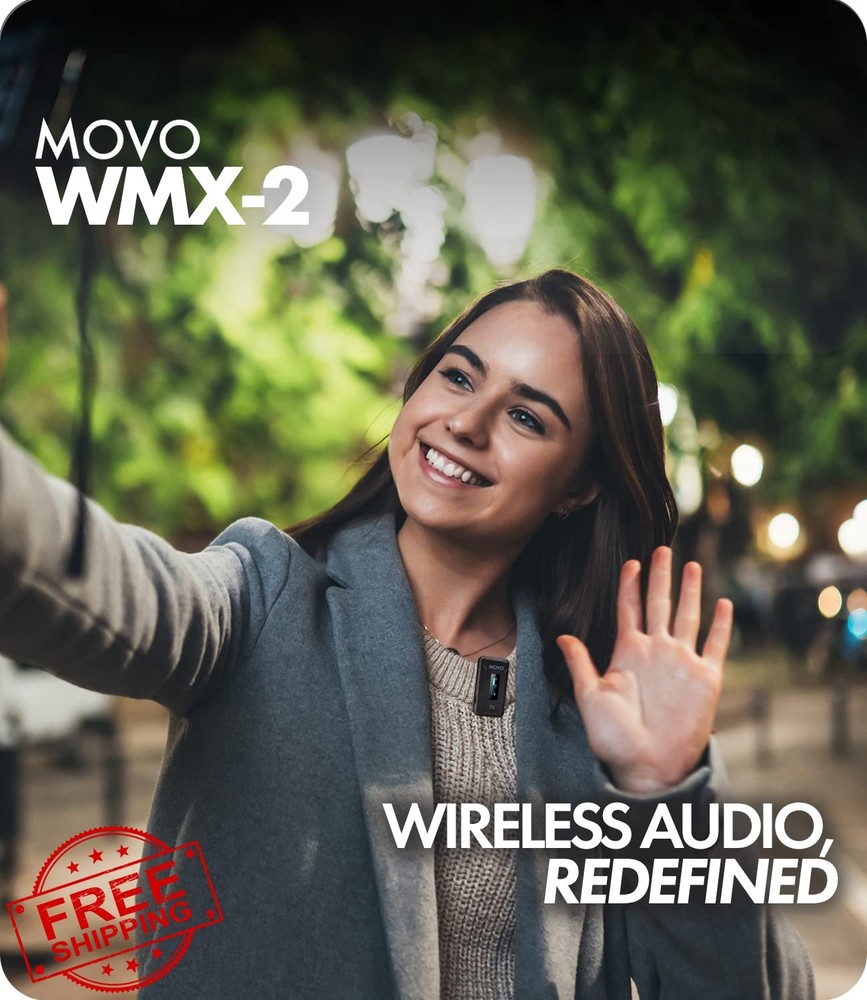 Movo WMX-2 Wireless Camera Lavalier Mic System with Charging Case