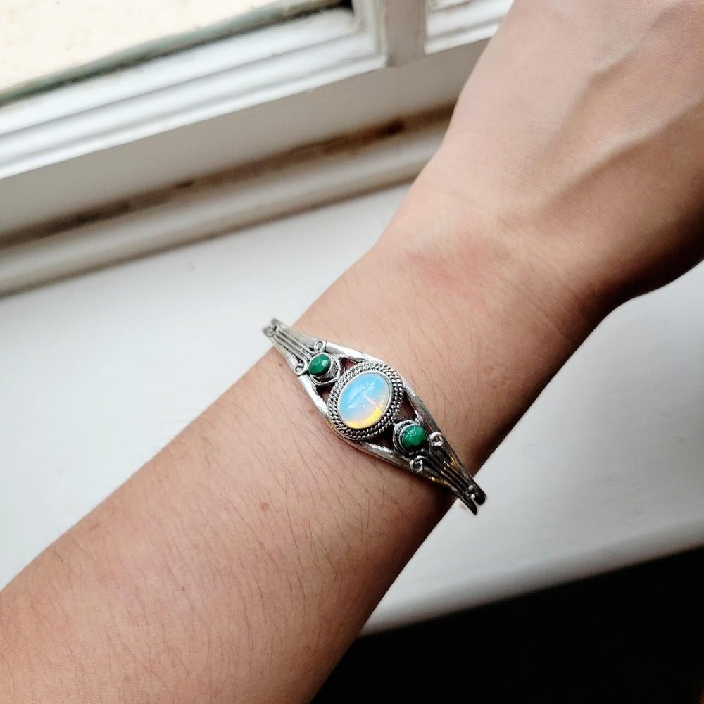 Dainty Silver Gemstone Boho Bohemian Bracelet