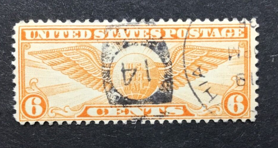 US Scott #C19 Winged Globe 6 Cent Used Fancy Cancel