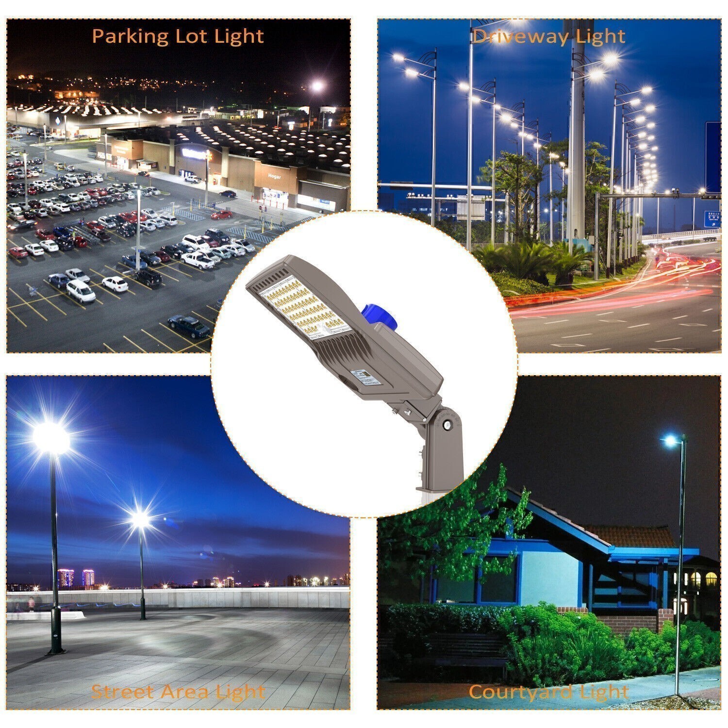 200W LED Shoebox Pole Light Outdoor Street Parking Lot Fixture with Photocell