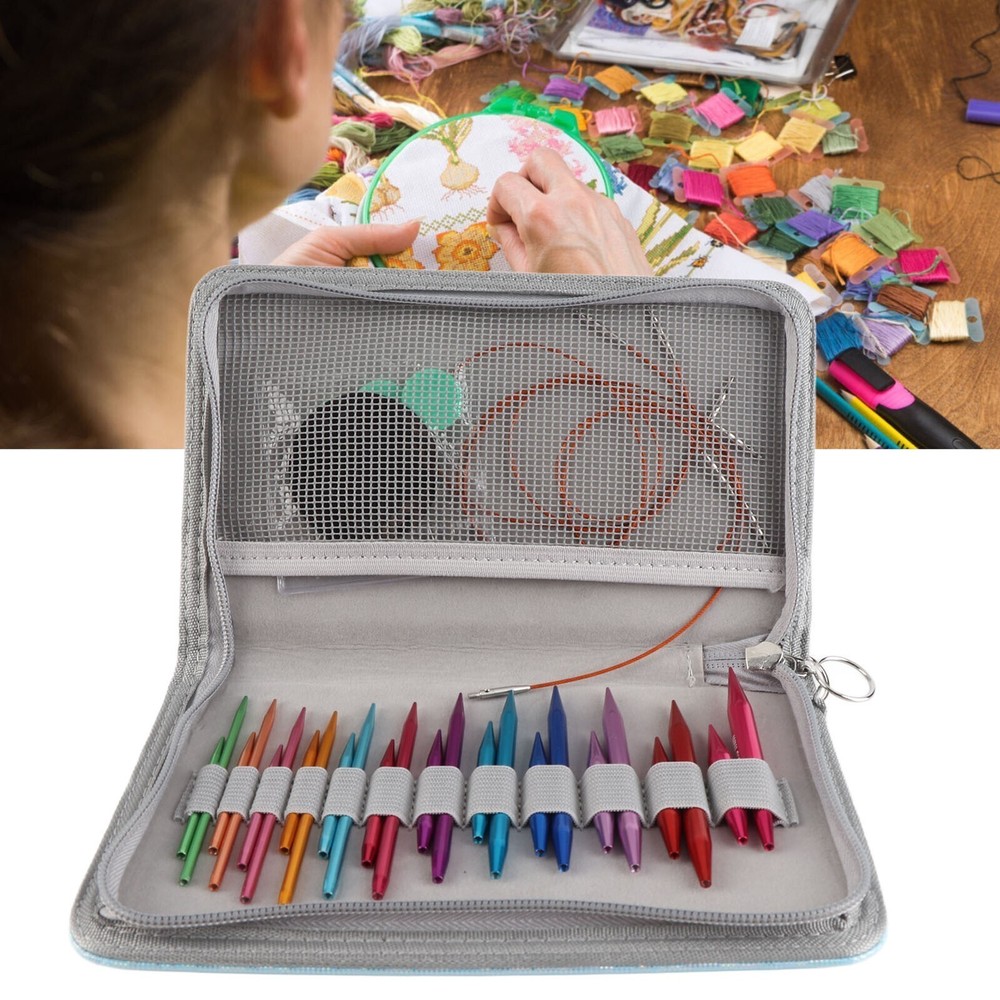 Circular Knitting Needle Set 3 to 8mm Interchangeable Assorted Colors Circular