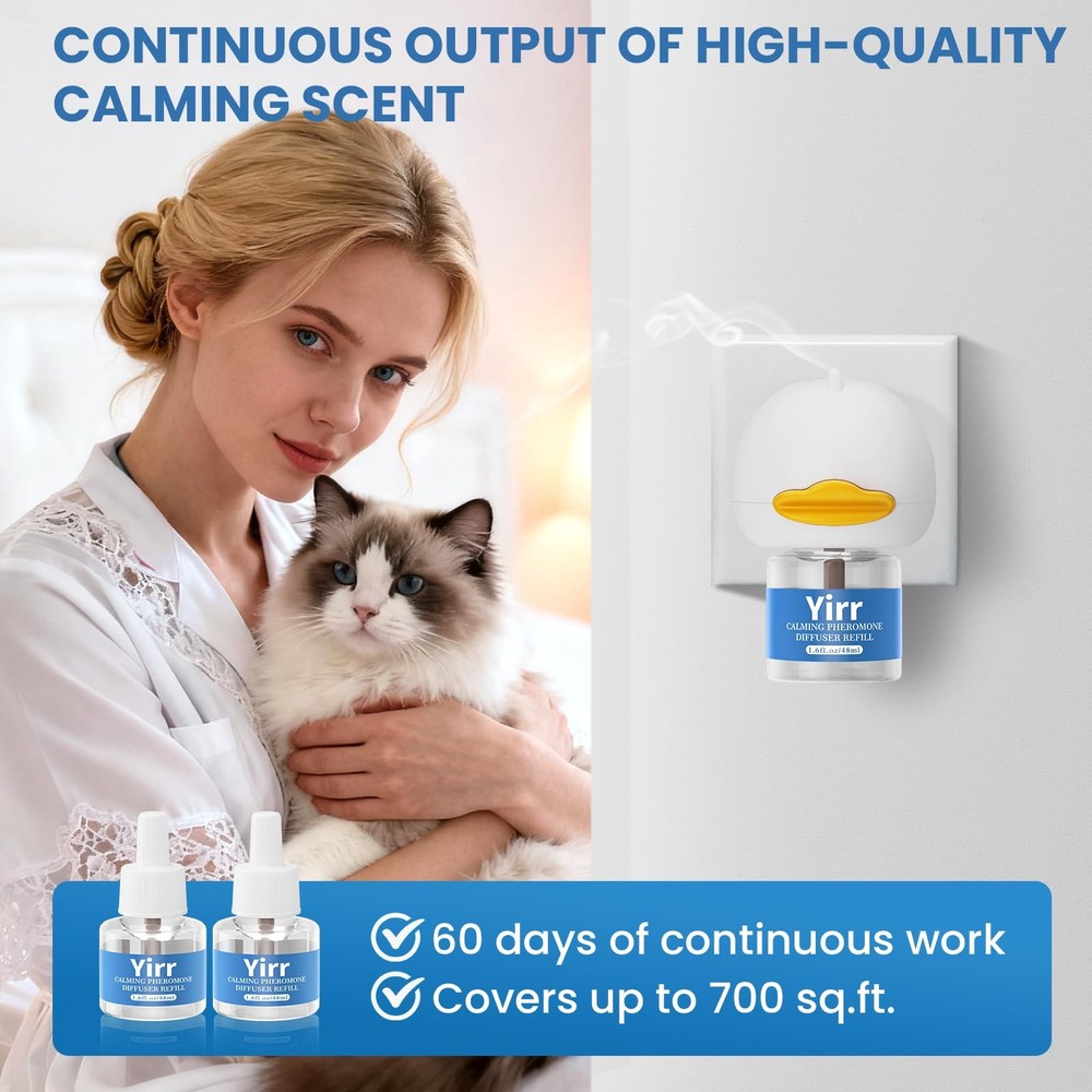 Yirr Cat Calming Diffuser, 4 in 1 Kitten Pheromones 2Diffuser 2Refill