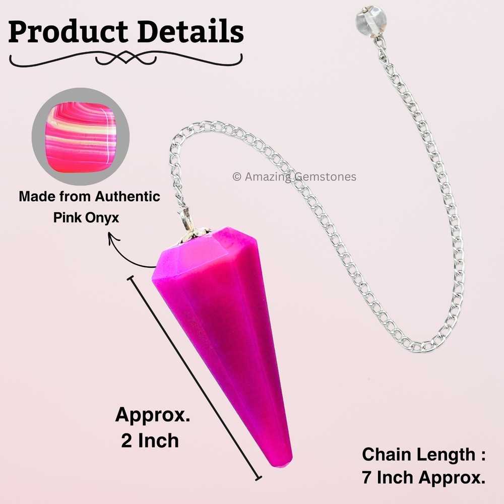 Pink Onyx Dowsing Crystal Pendulum