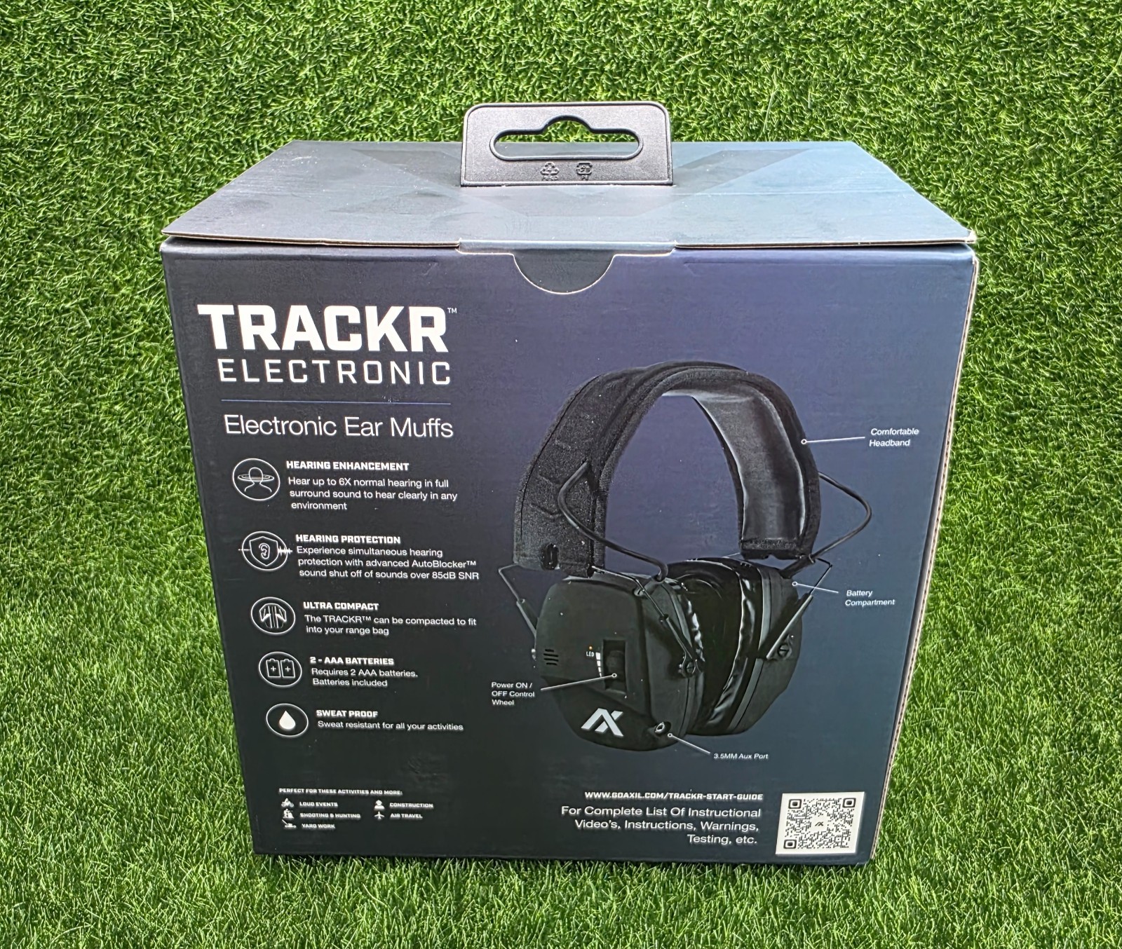 AXIL TRACKR Tactical/Shooting/Hunting Earmuff Set, Matte Black Finish - TRACKR-B