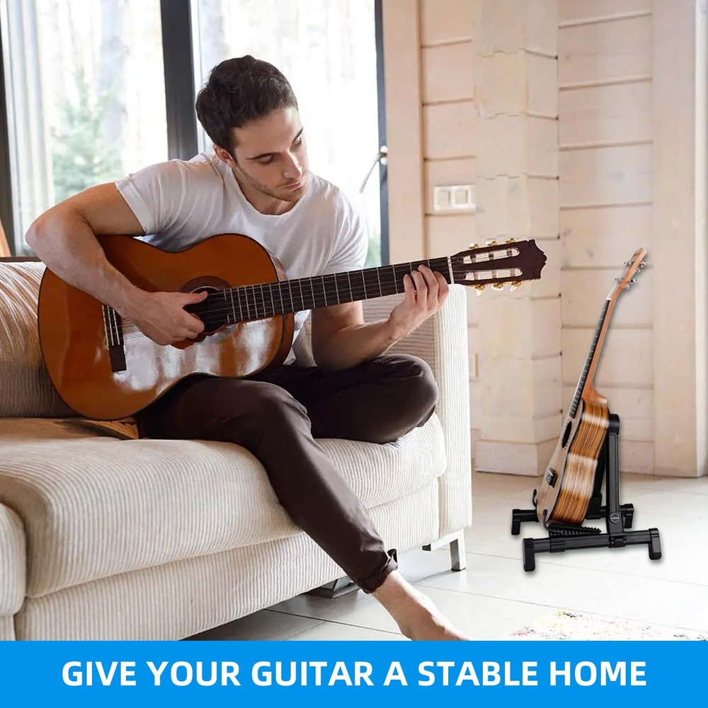 Foldable Lightweight Guitar Stand - Portable, Compact & Adjustable for Acoust...