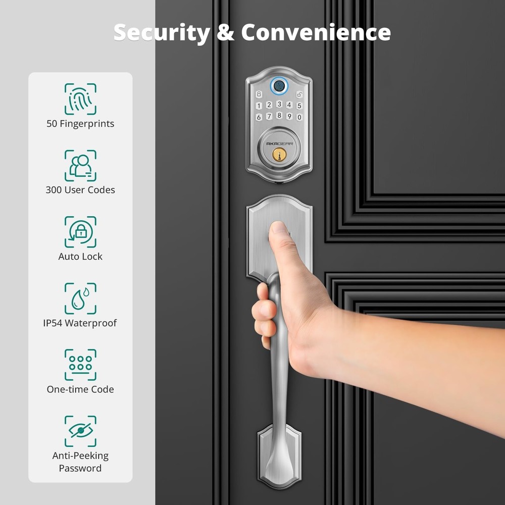 DS10 Pro Keyless Entry Door Lock with Handle Set, Smart Front Door Locks Set,...