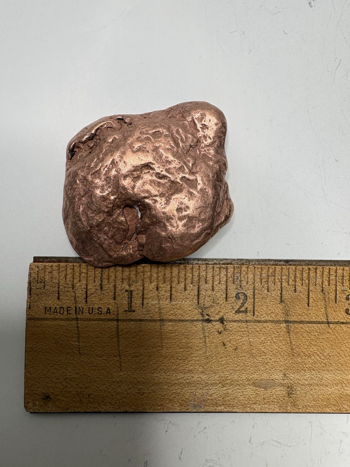 Pure Native Michigan Solid Copper Nugget Specimen Keweenaw Peninsula Mineral