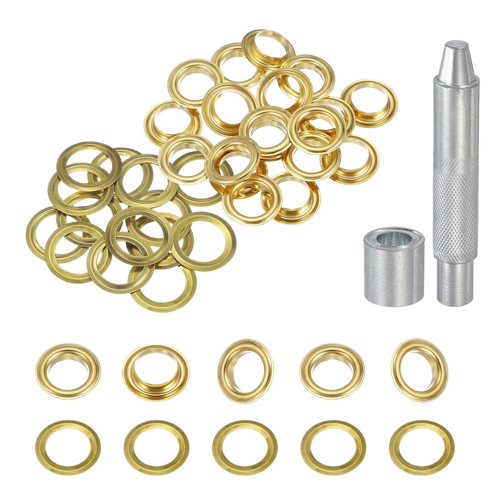 20Set Grommets Eyelets Kit 12mm Copper Eyelets with Setting Tool Gold
