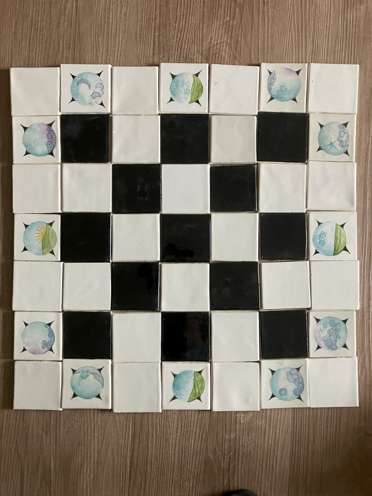 Porcelain Chessboard Original Hand Painted Tiles Commissioned Work