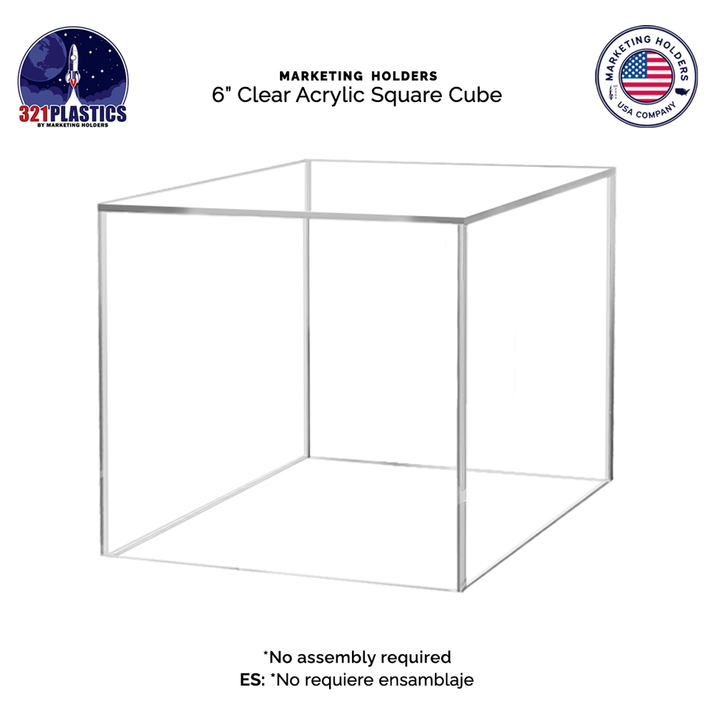 6" Clear Acrylic Display Box with One Open Side Merchandise Storage Bin Qty 6