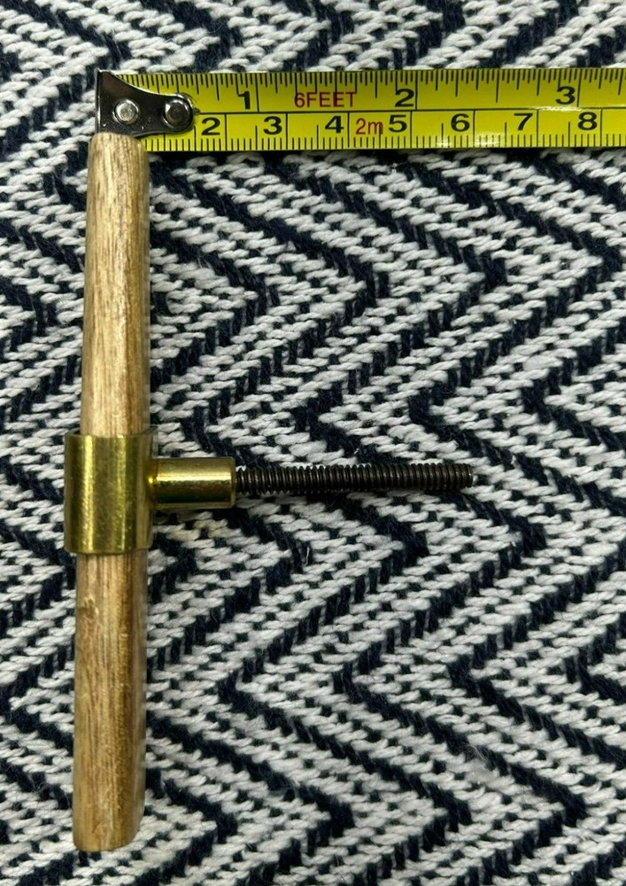 Handcrafted Wooden Drawer Pull With Brass Accent & Screw Attachment