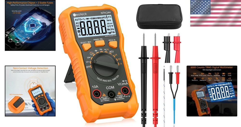 Versatile 6000 Counts Digital Multimeter with Backlight & Overload Protection