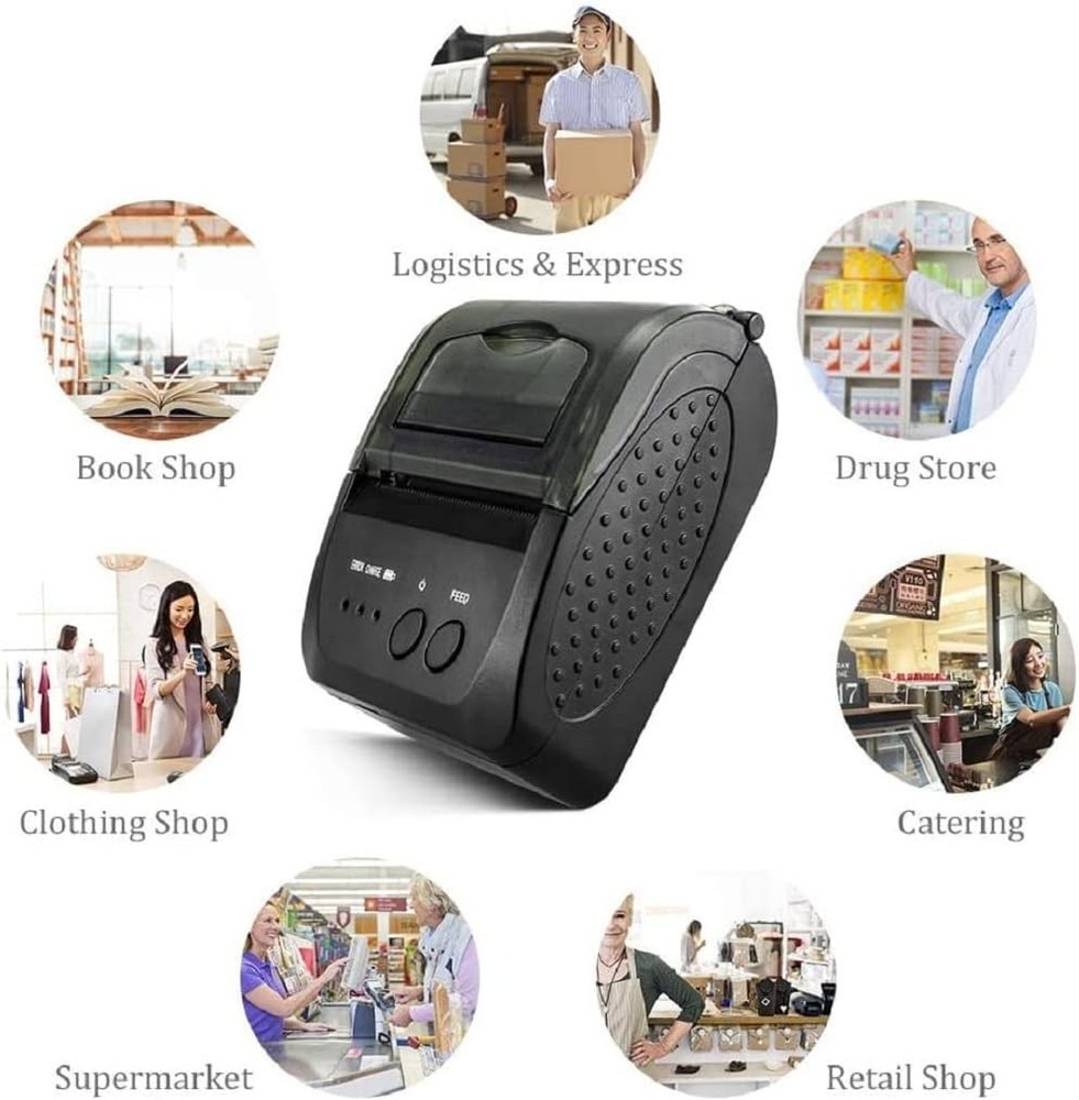 Bluetooth Receipt Printer, 58mm Mini Thermal POS Printer Portable Personal Bi...
