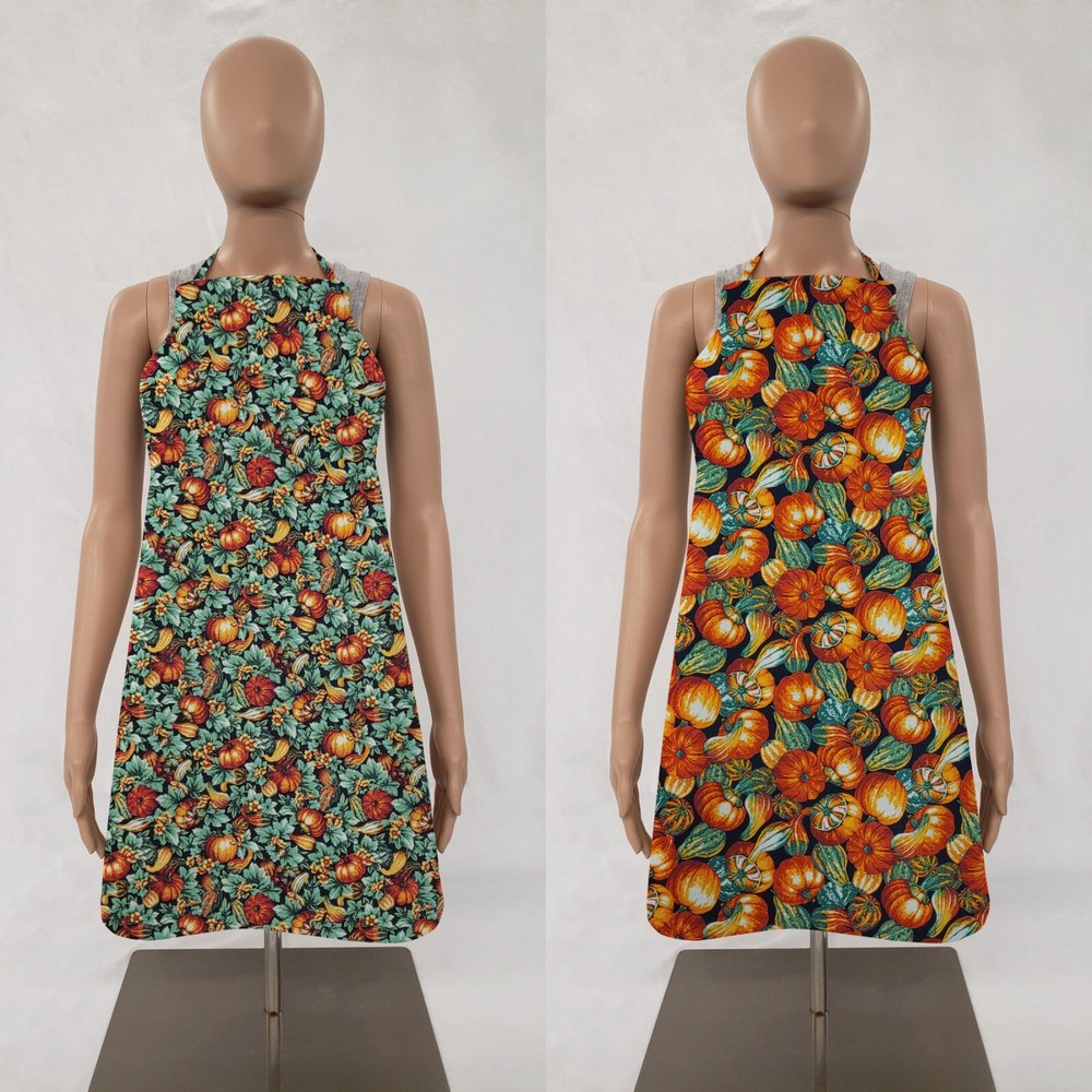 Pumpkins & Gourds Bib Apron (2 Patterns Available)
