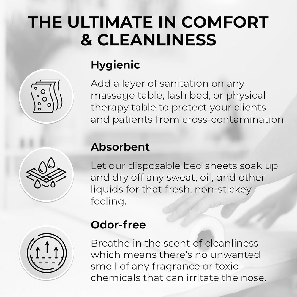 Ultimate Hygiene Disposable Massage Bed Covers - 60 Sheets/Roll, Water Resistant