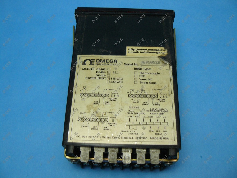 Omega DP461-V Digital Temperature Panel Meter 1/8 Din 115VAC V/Ma Input Tested