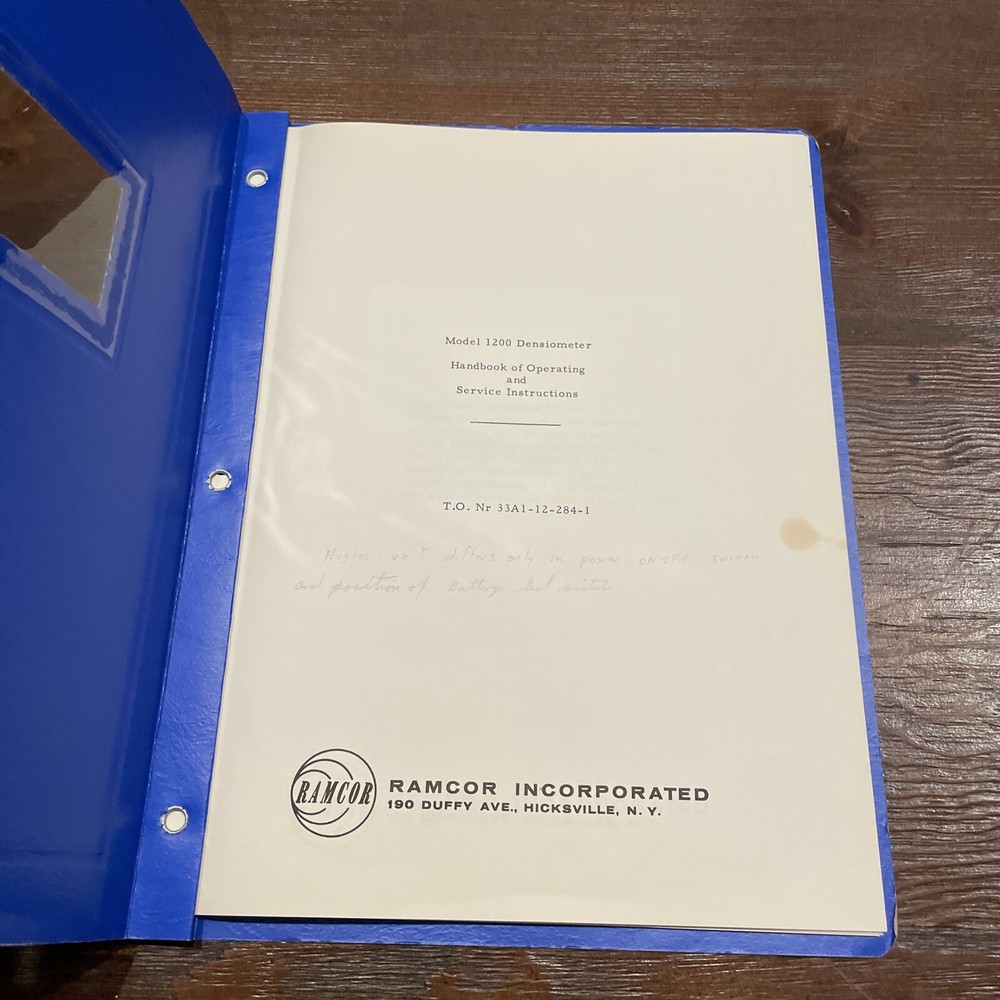 Ramcor Incorporated Model 1200 Densiometer Handbook Operating & Service