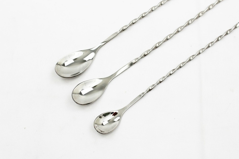Bartender Twisted Double End Spoon Fork Stainless Steel Bar Mixing Spoon Fork