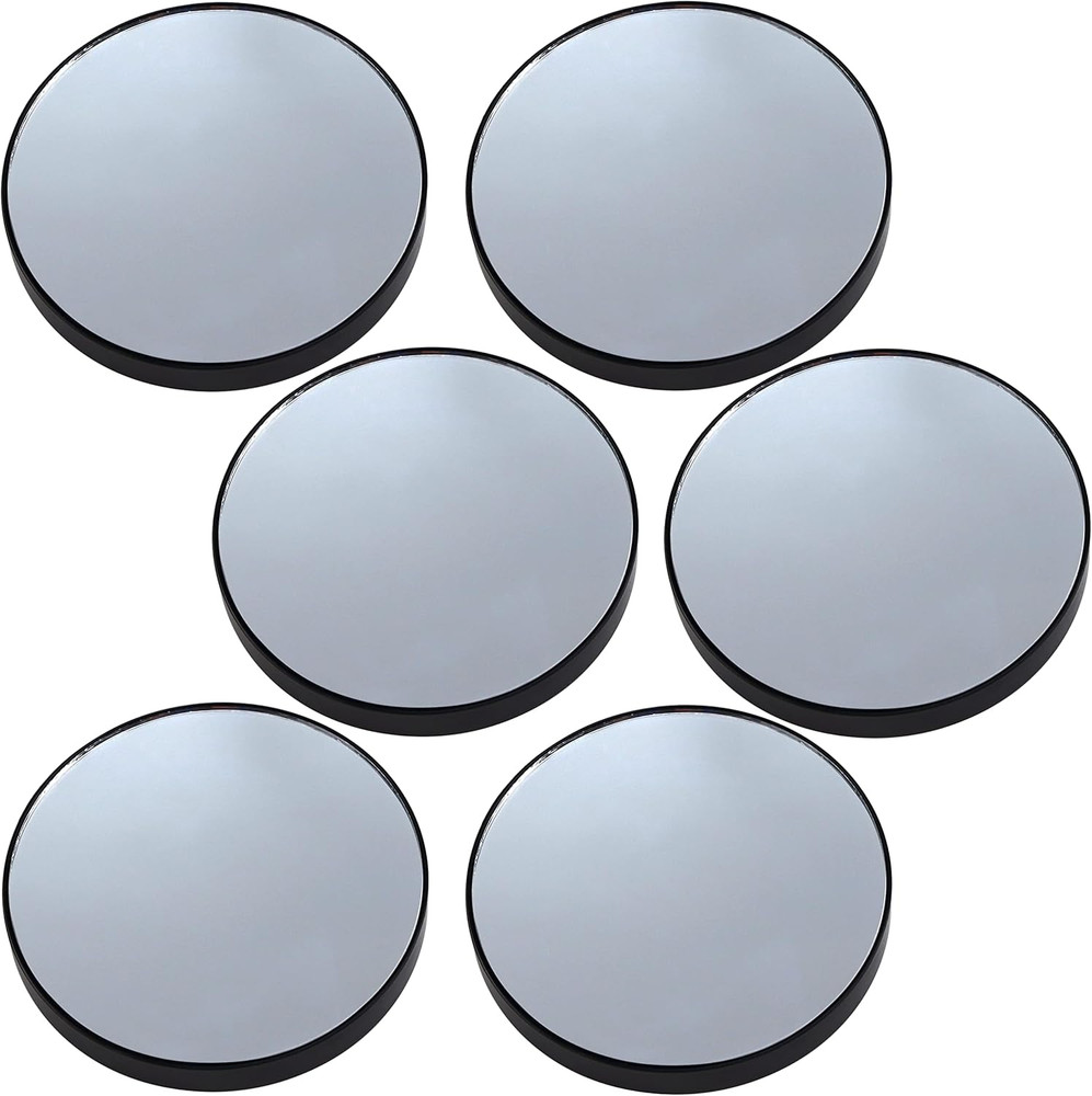 6-Pack 10X Magnification Mirror with Suction Cups, Black, 3-Inch Diameter