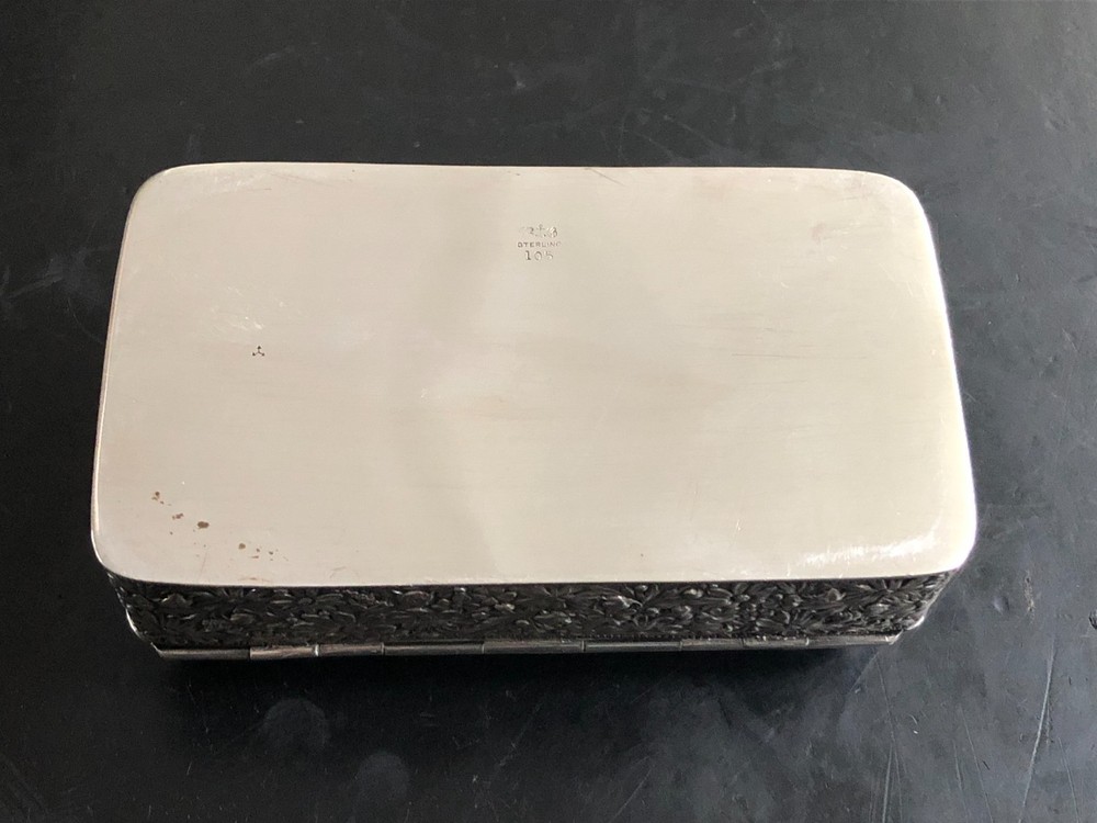Antique Gorham Cluny Pattern Sterling Silver Rectangular Hinged Box, 177 Grams.