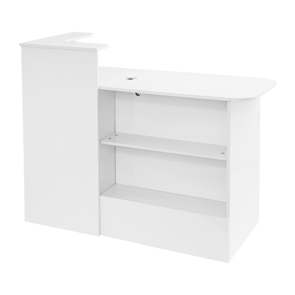 2 Lights Rectangular Reception Counter Modern Reception Desk w/ Lockable Drawer