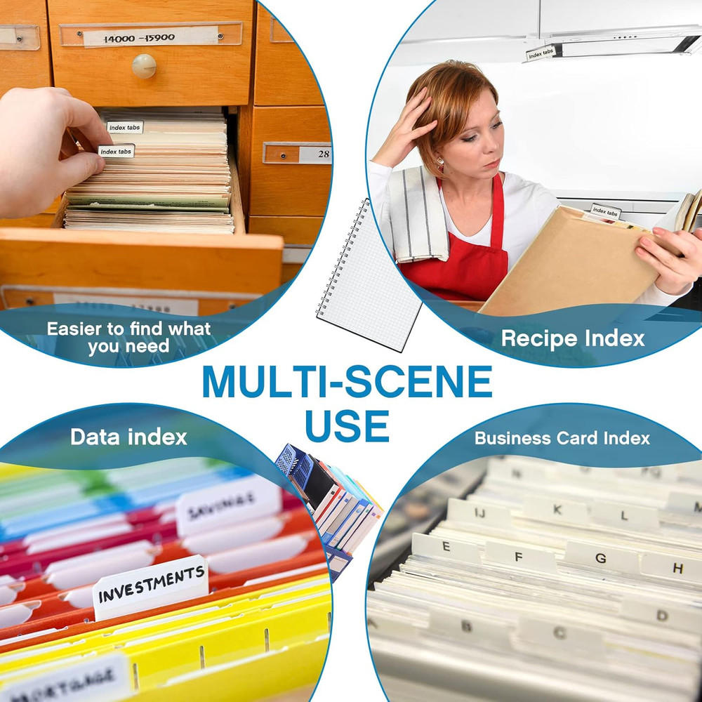 Insertable Self Adhesive Tabs with Printable Inserts, 1 Inch Clear Index Tabs, 1
