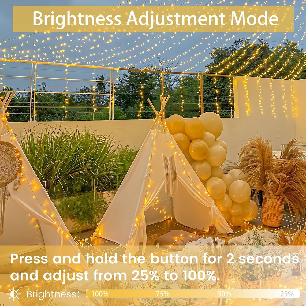 Connectable 200 LED String Lights Indoor Outdoor with Timer, 66FT 13 Modes Wa...