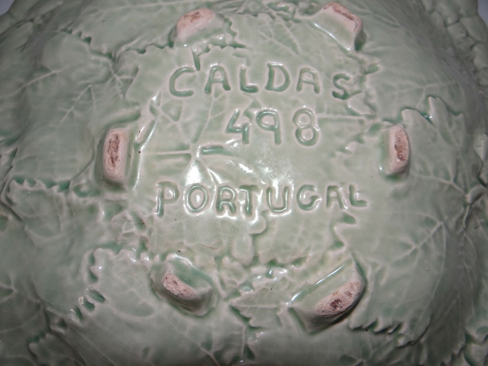 Caldas Portugal Large Ceramic Pottery Grape Leaf Serving Dish #498