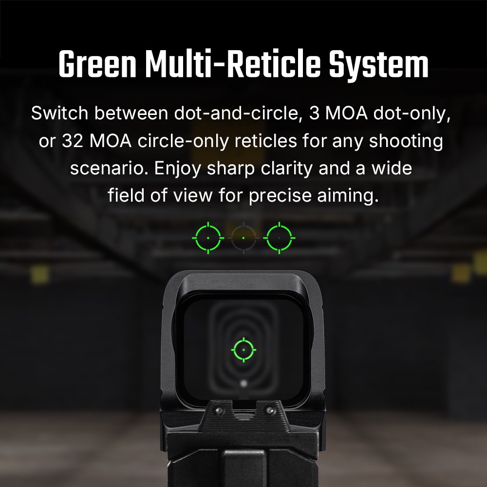 Osight X Multi-Reticle Green 3 MOA Dot & 32 MOA Circle Open Reflex Sight